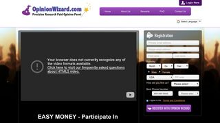Opinionwizard, Paid Survey Registration by Precision Research