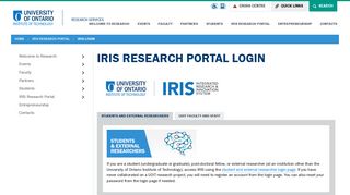 IRIS research portal login | Research Services