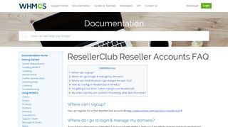 ResellerClub Reseller Accounts FAQ - WHMCS Documentation