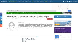 Resending of activation link of e-filing login - CAclubindia