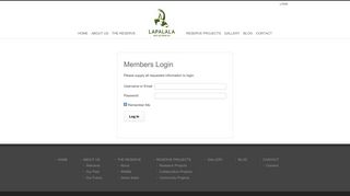 Lapalala Reserve – login