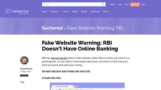 Fake Website Warning: RBI Doesn't Have Online Banking - Capitalmind