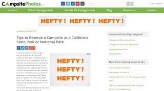 Tips to Reserve a Campsite at a California State Park or National Park ...