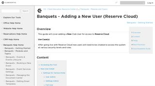 Banquets - Adding a New User (Reserve Cloud) - CE - Client ...