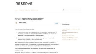 How do I cancel my reservation? – Reserve