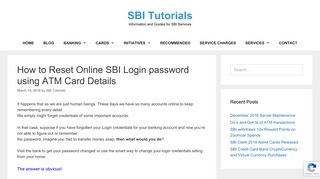 How to Reset Online SBI Login password using ATM Card details
