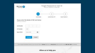 Forgot your User ID or Password? - SBI Card