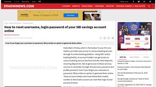 How to reset username, login password of your SBI savings account ...
