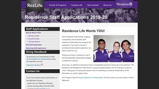 Apply to become Residence Staff - RezLife - Western University