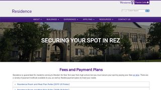Fees and Payment Plans - Residence at Western - Western University