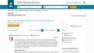 ResidentCheck, Inc. | Complaints | Better Business Bureau® Profile