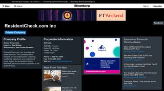 ResidentCheck.com Inc: Company Profile - Bloomberg