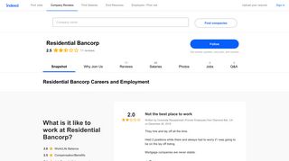 Residential Bancorp Careers and Employment | Indeed.com
