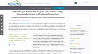 RES.NET Agent Platform To Let Agents Order Services, e-Sign ...