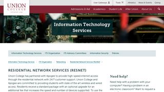 Residential Network Services (ResNet) | Union College