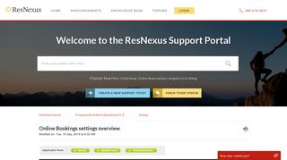 Online Bookings settings overview : ResNexus