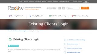 Account Login - Resolve Credit & Financial Counselling Services