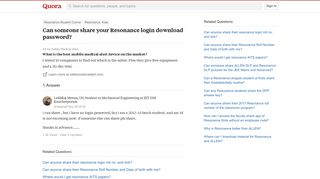Can someone share your Resonance login download password? - Quora
