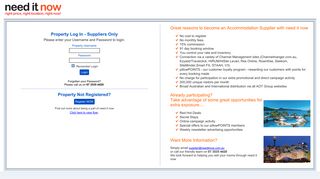 Australian Online Travel Supplier Manager - Login Screen - Need It Now
