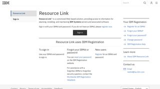 IBM Resource Link: Sign in
