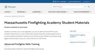 Massachusetts Firefighting Academy Student Materials | Mass.gov