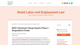 EEOC's Electronic Charge System: Phase I - Respondent's Portal ...