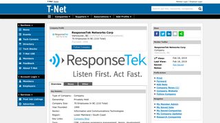 ResponseTek Networks Corp Profile on T-Net - BC Tech News