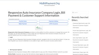 Responsive Auto Insurance Company Login, Bill Payment & Customer ...