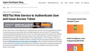 RESTful Web Service to Authenticate User and Issue Access Token ...