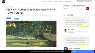 REST API Authentication Example in PHP - JWT Tutorial -