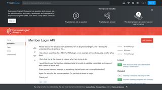 rest - Member Login API - ExpressionEngine® Answers