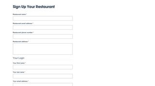 Sign Up Your Restaurant - First Table