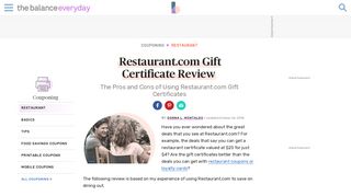 Restaurant.com Gift Certificate Review - The Balance Everyday