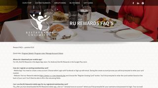 RU Reward FAQs - Restaurants Unlimited