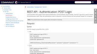 REST API - Authentication: POST Login - Commvault Documentation