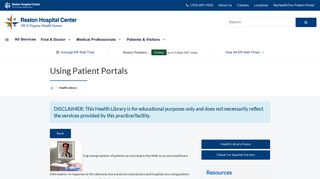 Using Patient Portals | Reston Hospital Center