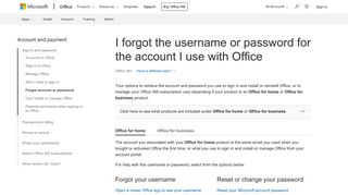 I forgot the username or password for the account I use with Office ...