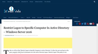Restrict Logon to Specific Computer In Active Directory - it smart tricks