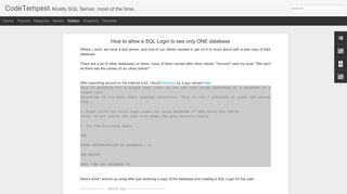 How to allow a SQL Login to see only ONE database | CodeTempest