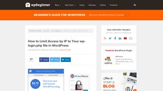How to Limit Access by IP to Your wp-login.php file in WordPress