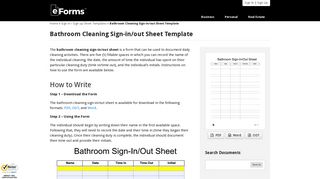 Bathroom Cleaning Sign-in/out Sheet Template | eForms – Free ...