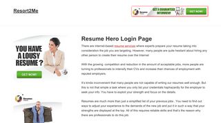 Resume Hero Login Page - Resort2Me