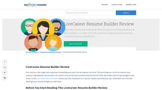 LiveCareer Resume Builder Review - My Perfect Resume