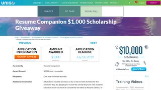 Resume Companion $1,000 Scholarship Giveaway Details - Apply ...