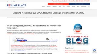 Breaking News: Bye Bye CPOL Resumix! Closing Forever on May 31 ...
