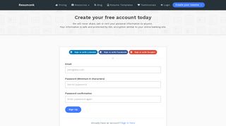Resumonk - Free Account Sign Up