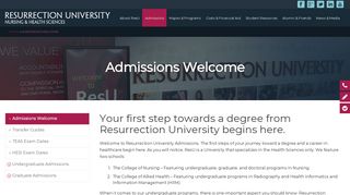 Admissions Welcome - Resurrection University