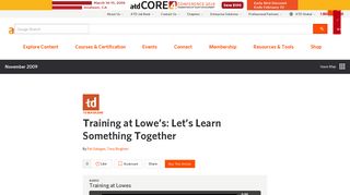 Training at Lowe's: Let's Learn Something Together - ATD