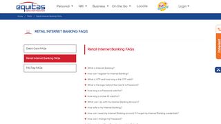 Retail Internet Banking FAQs - Equitas Small Finance Bank