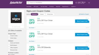 20% Off Signs.com Coupon, Promo Codes - RetailMeNot